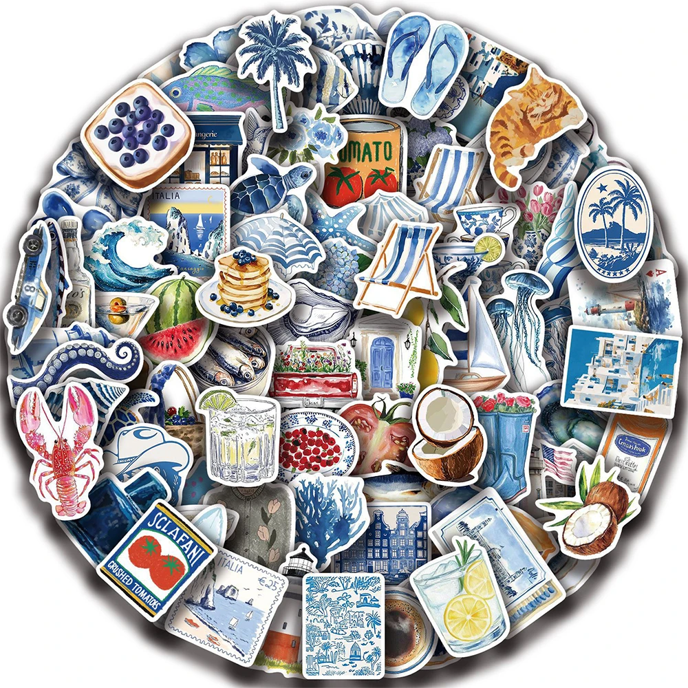 10/30/50/100 Stück INS Mittelmeer Ästhetische Aufkleber Dekorative Scrapbooking Handyhülle Gepäck Niedlich Das Küstenmädchen Aufkleber Spielzeug