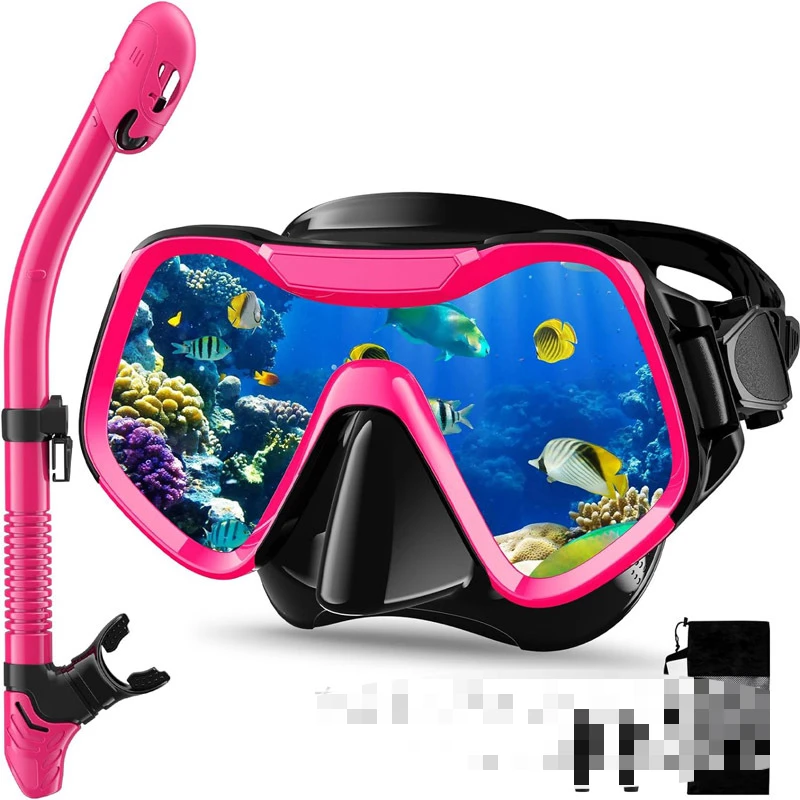 Snorkeling mirror Tempered glass mirror Anti-fog diving mirror Full dry breathing tube set