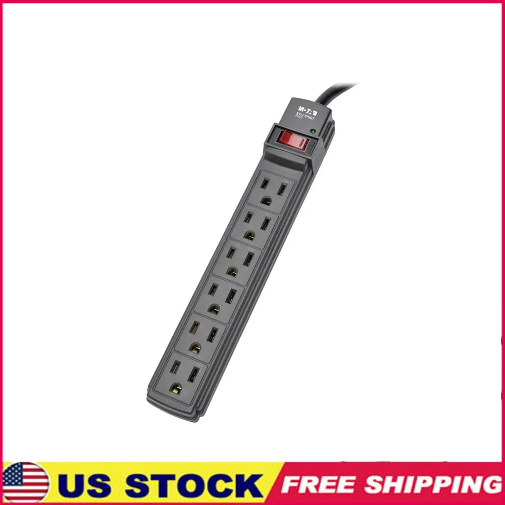 6 منافذ شرائط الطاقة مع سلك 6 أقدام جدار مكتب قابل للتركيب مفتاح مضاء NEMA 5-15P RoHS مصدر طاقة معتمد