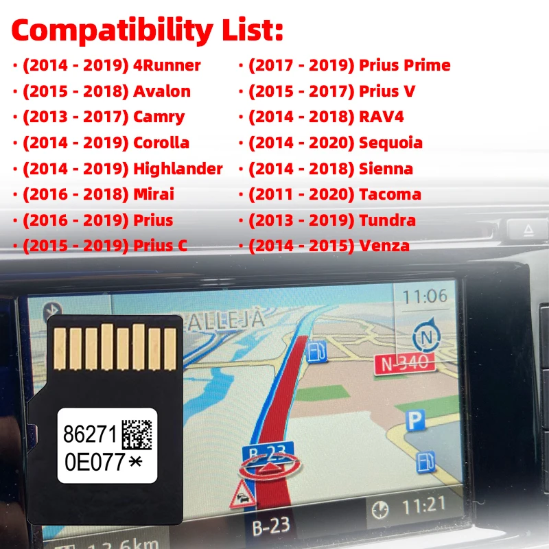 

Latest Update OEM 86271-0E077 Accessories for Toyota Prius 4Runner 2025 Navigation Card