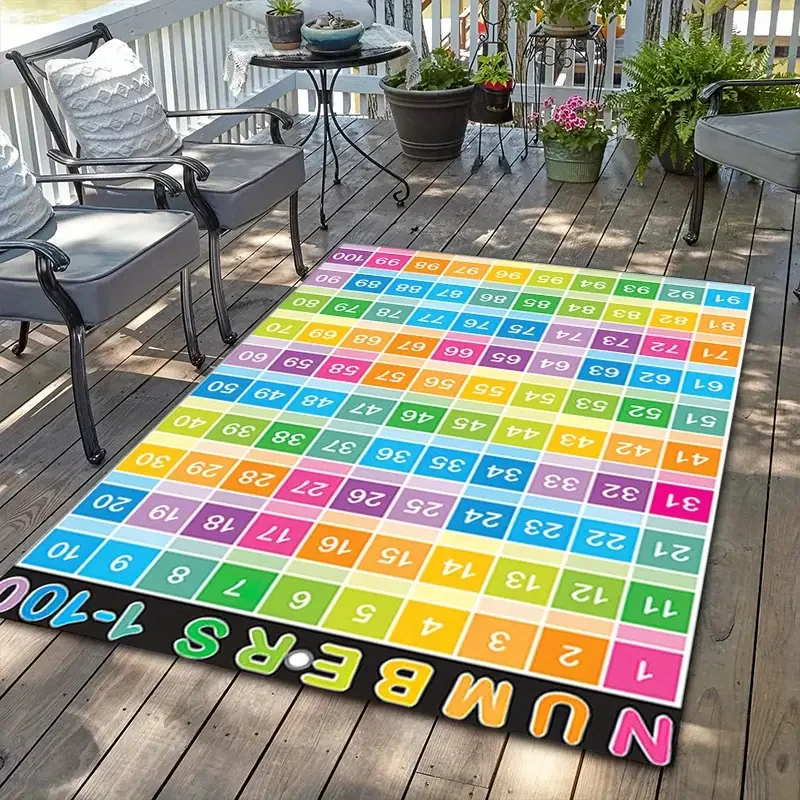 أرقام 1-100 الكرتون الألغاز السجاد لديكور غرفة الأطفال الاطفال تلعب حصيرة الحضانة غرفة المعيشة البساط منطقة القراءة البساط هدية الكريسماس #2