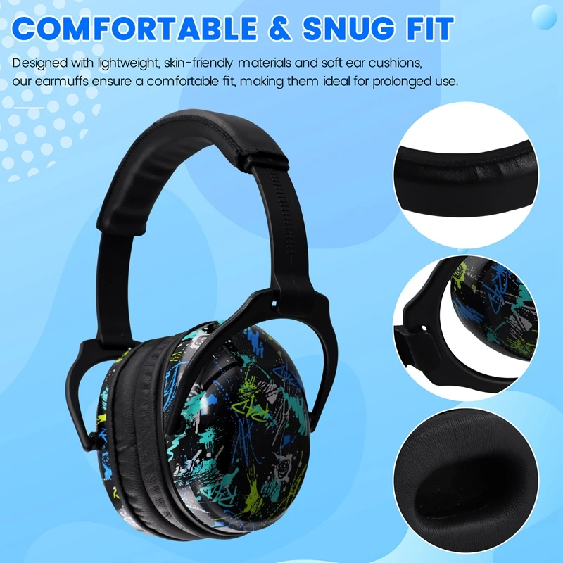 Ear Protection Safety Earmuffs,Foldable Noise Blocking Ear Defenders, Protective Ear Covers For Children And Toddlers