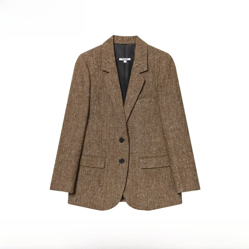 

Faionable твидовый костюм из смешанного волокна Jaet, женский осенне-зимний новый поступление, теплый повседневный костюм из полиэстера для поездок на работу, длинный све