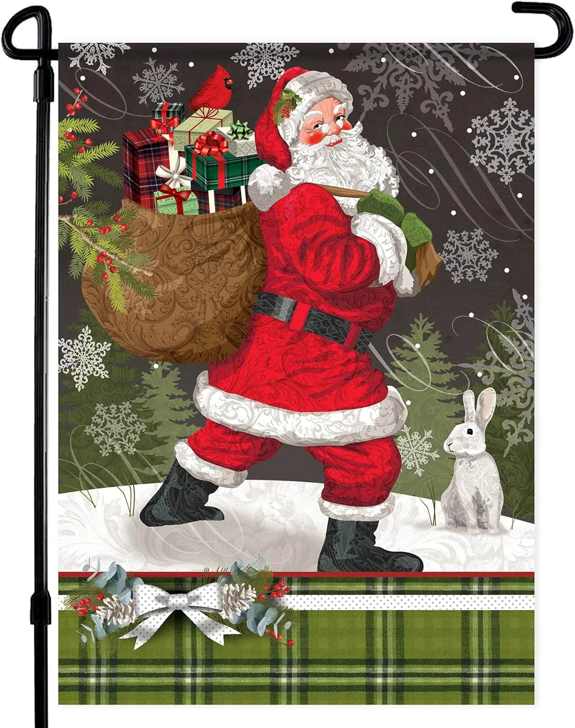 Bandera navideña de Papá Noel para jardín - Santísima tradicional antigua de doble cara de San Nick - Bandera navideña de Feliz Navidad 12x18 - Premium H LOI