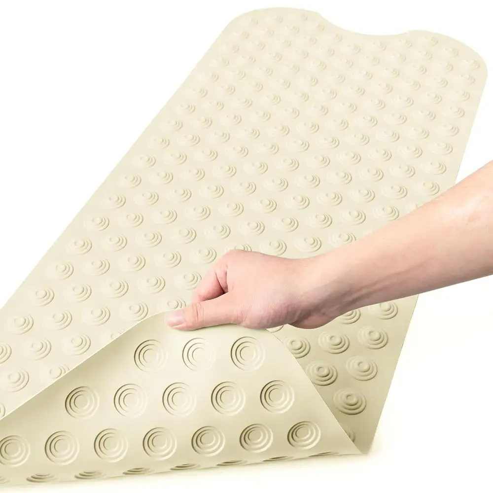 

Bathtub Mat Non-Slip Without Suction Cups, 39x16inch Extra Long Bath Mats for Shower Bathroom, Machine Washable Natural Rubb