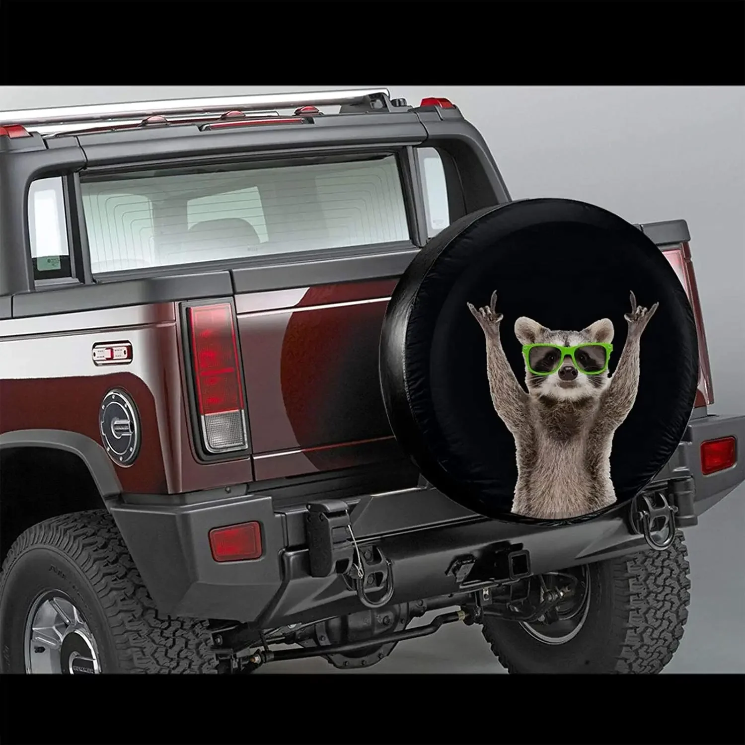 Funny Raccoon Pattern Spare Tire Cover Wheel Protectors Water Dustproof Universal Fit for SUV Truck Camper Travel Trailer