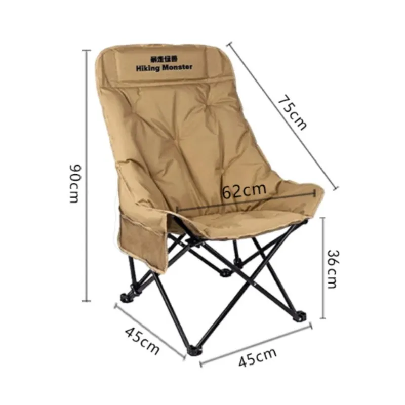 DZ Outdoor Cotton High Backrest Foldable Moon Chair Easy Or Portable Folding Leisure Chair Fishing Chair Beach Chair Relax Chair