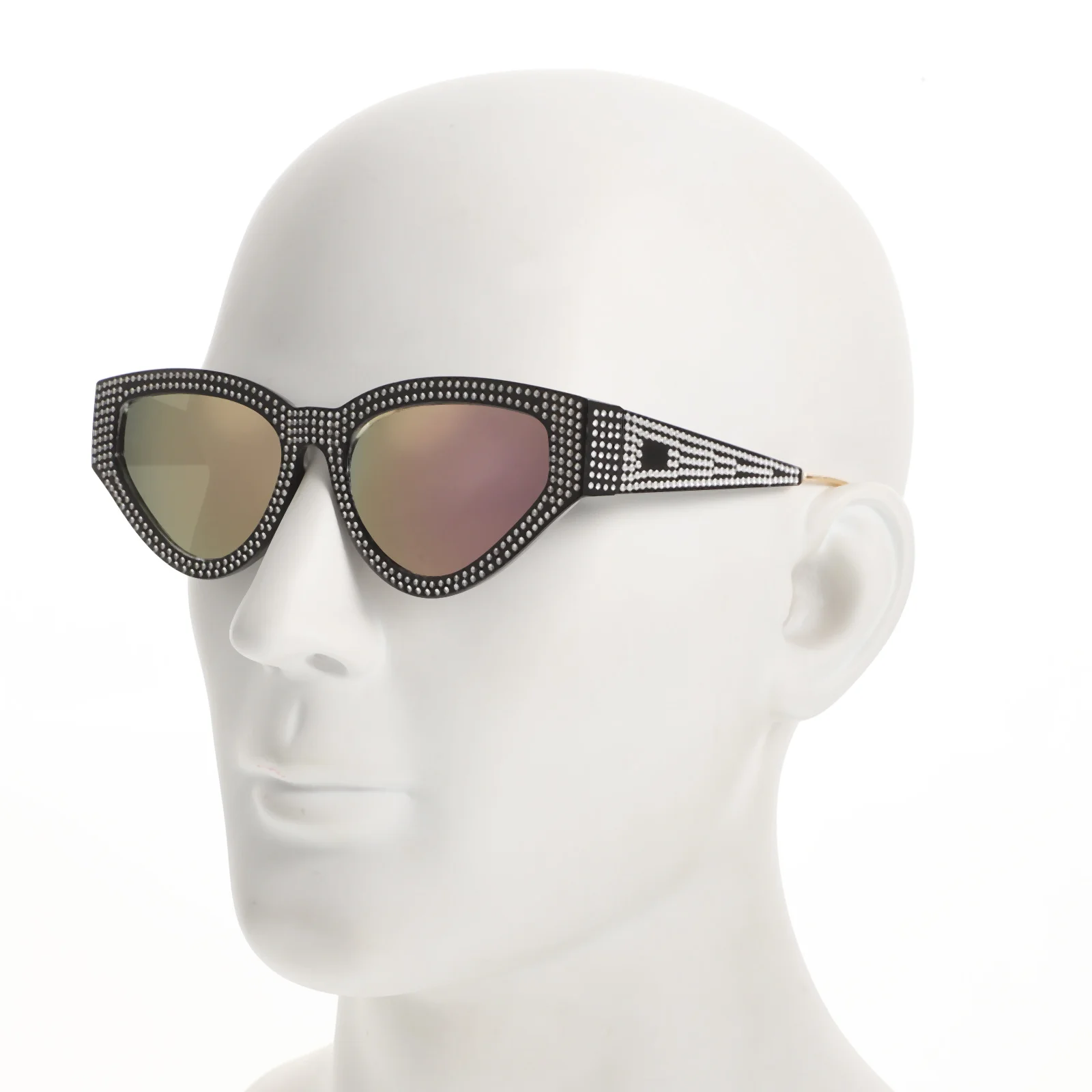 زوج واحد من النظارات الشمسية ذات الإطار المعدني للنساء، مرصعة بالألماس اللامع، حماية من الأشعة فوق البنفسجية، خفيفة الوزن، نظارات عصرية لحفلات الشاطئ والسفر #4