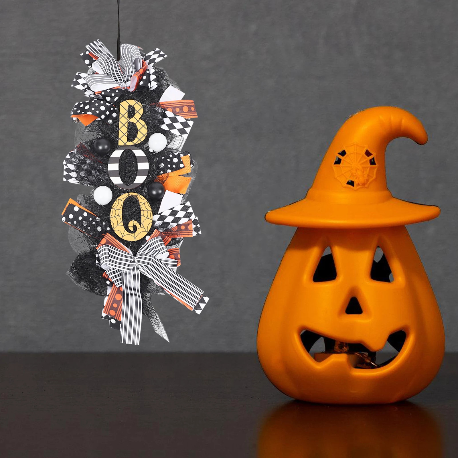 

1pc Pumpkin Wreath Decorative Garland for Door Haunted House Pendant Halloween Festival Room Fall scary design perfect gift
