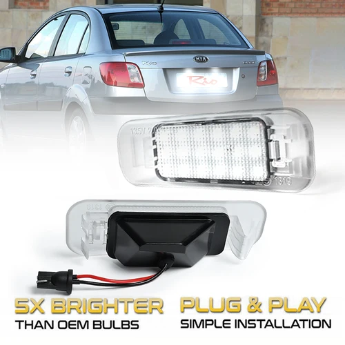 2 uds 6000K para Kia Rio 2005-2011 Rio5 2006-2011 coche trasero alto brillo blanco LED luz de matrícula lámparas de placa de matrícula
