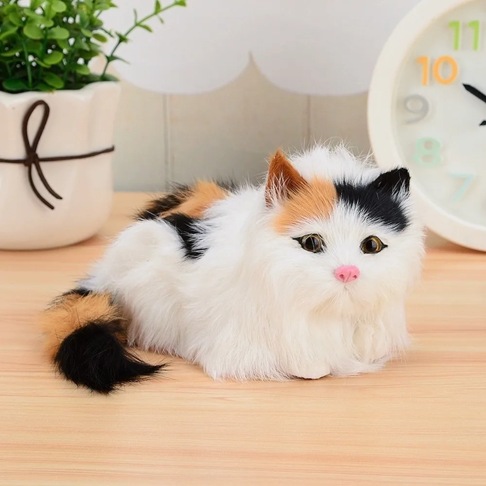 

Cute Cozy Fluffy Plush Cat Ornaments Cartoon Long Hair Simulation Cat Doll Soft Realistic Kitten Decoration Collectible