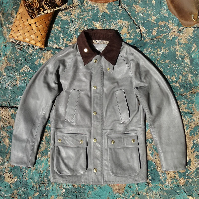 

Классическая кожаная куртка-ветровка средней длины в британском стиле Bedale для мужчин, повседневная деловая куртка Curphey Brand