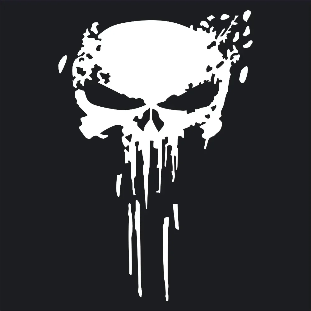 Black Silver Gradient PUNISHER Skull BLOOD Vinyl Auto Body Decals Stickers Motorcycles Decoration 10 x 15CM