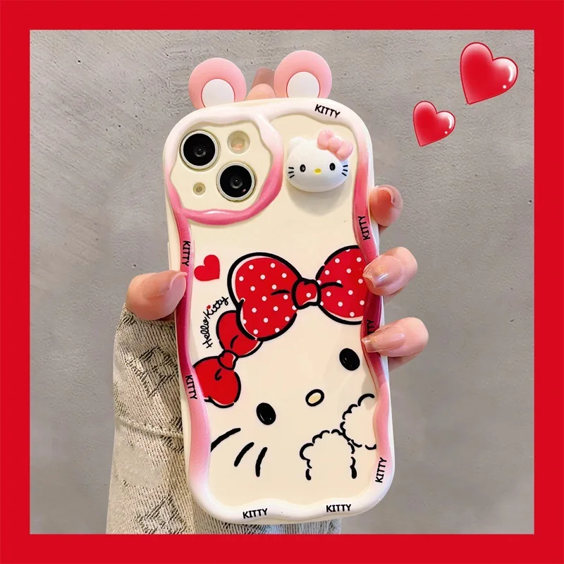 

Милый мультяшный матовый силиконовый чехол для телефона «Hello Kitty» для iPhone 16 Pro Max 15 Pro 14 Plus 13 12 11, защитный чехол с полным покрытием