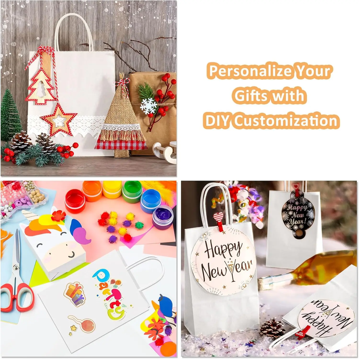 30 Stück weiße Party-Geschenktüten aus Papier für Geburtstage, Hochzeiten, Babypartys – perfekt für Partygeschenke für Kinder und Erwachsene – Detail 1