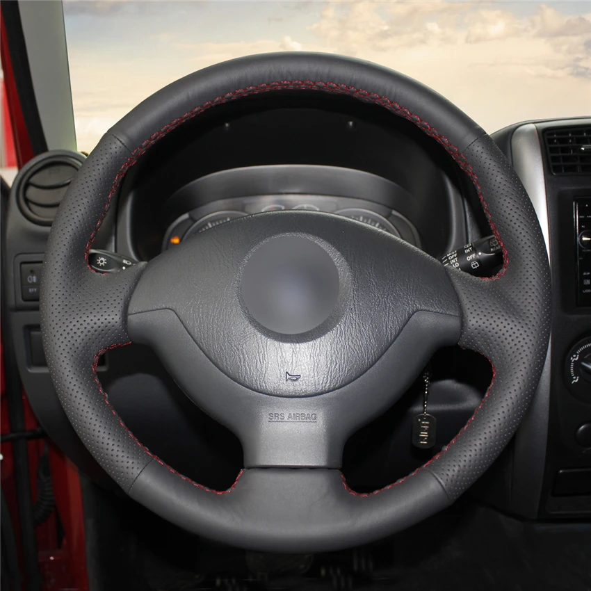 

DIY Hand-Stitched Non-slip Leather Steering Wheel Cover Wrap for Suzuki Jimny 2007-2012 Interior Accessories