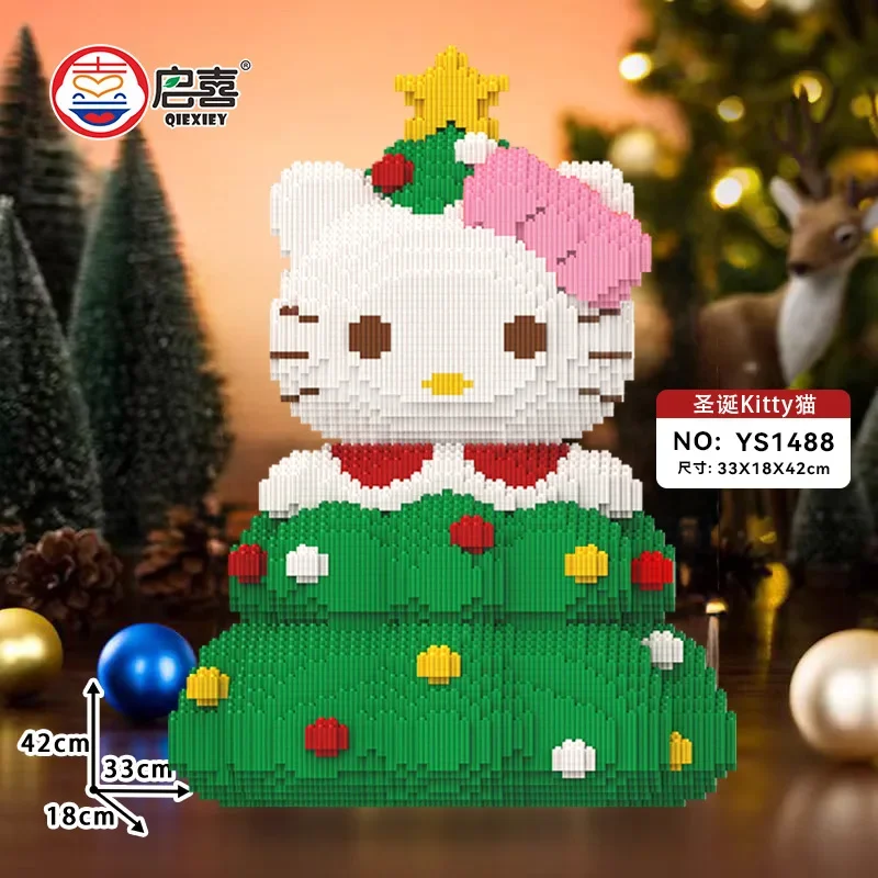 Hello Kitty Magic Building Block Squirtle Nick Doraemon Snake Lion Dance Luffy Model Assembled Bricks Figure Toy For Home Decor