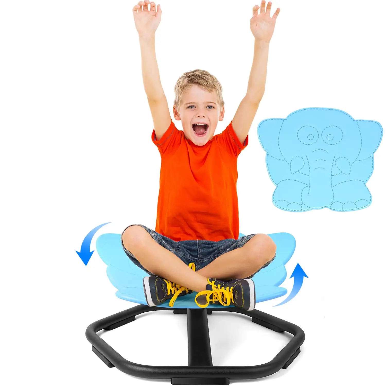 Elephant Kids Sensory Swivel Chair, 360° Spinning Seat, Toddler Sit and Spin Wobble Chair, Sensory Training Balance Toys, Autism