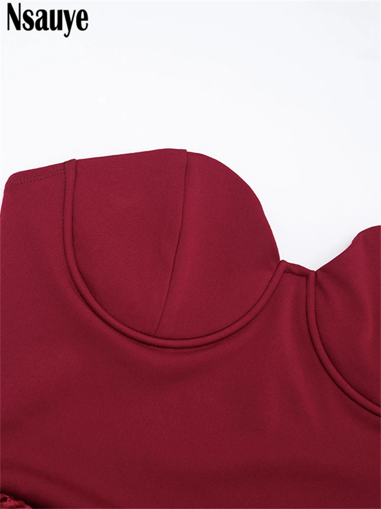 Nsauye Neue Mode Elegante Dünne Halter Liebsten Rohr Korsett Kleid Frauen 2025, Kurze Abend Sexy Party Nacht Club Kleid Winter