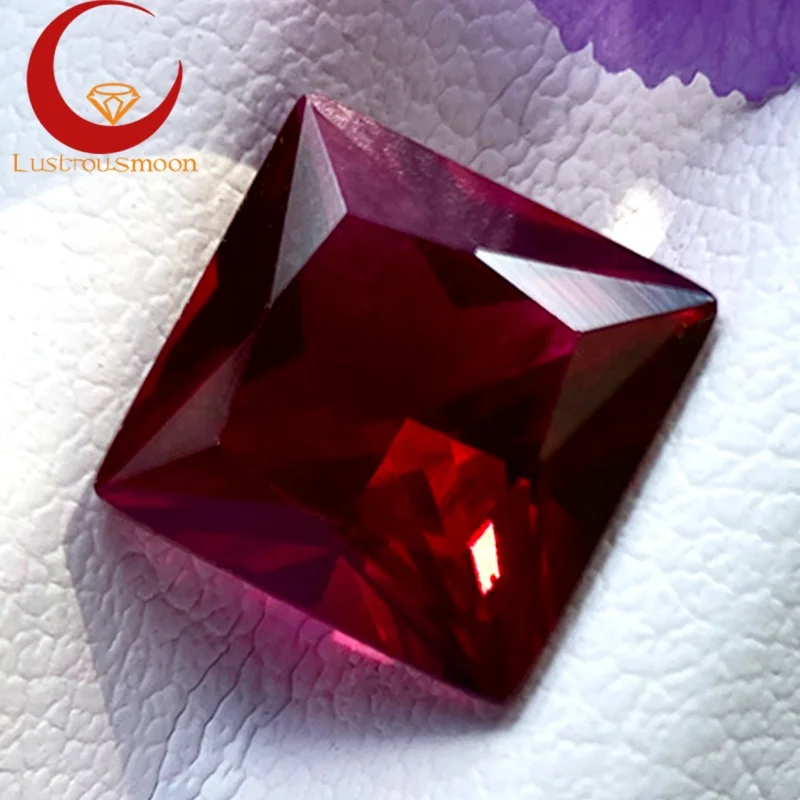 

TOP Princess Cut Lab Grown Ruby AGL Certificate Synthetic Color Loose Stone VVS1 Beads for Jewelry Making Materials Pigeon Red