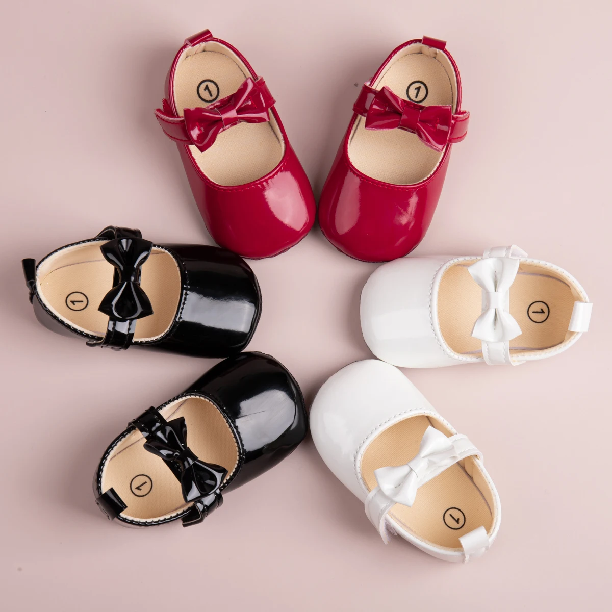 KIDSUN Newborn Baby Shoes Infant Girls Shoes PU Anti-slip Bowknot Classic Princess Dress Shoes Toddler First Walker Crib Shoe