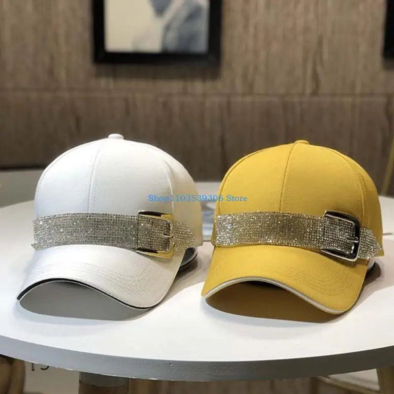 

400A Athletic Dad Cap with for Rhinestone Decoration Sweat-Wicking Hat for Summer Outdoors 5 Color Optional