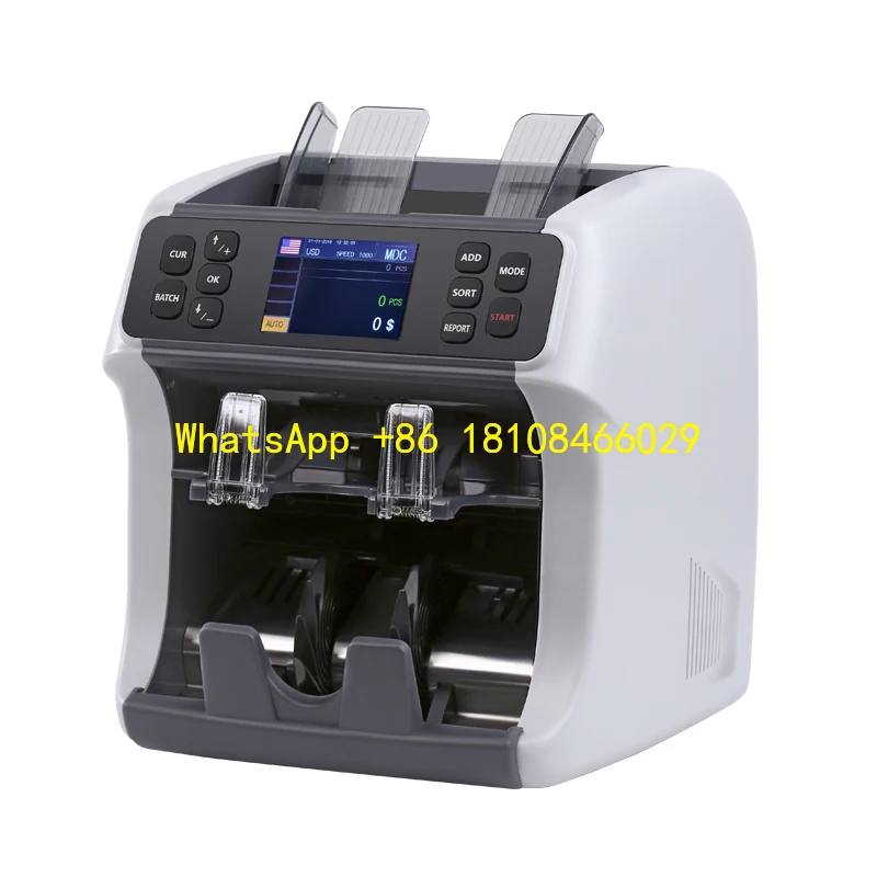 Detector ROHS Certified 2 Pocket BANK NOTE Dual CIS 1.5 Pocket LED Display Money Counting Machine Cad Currency Banknote