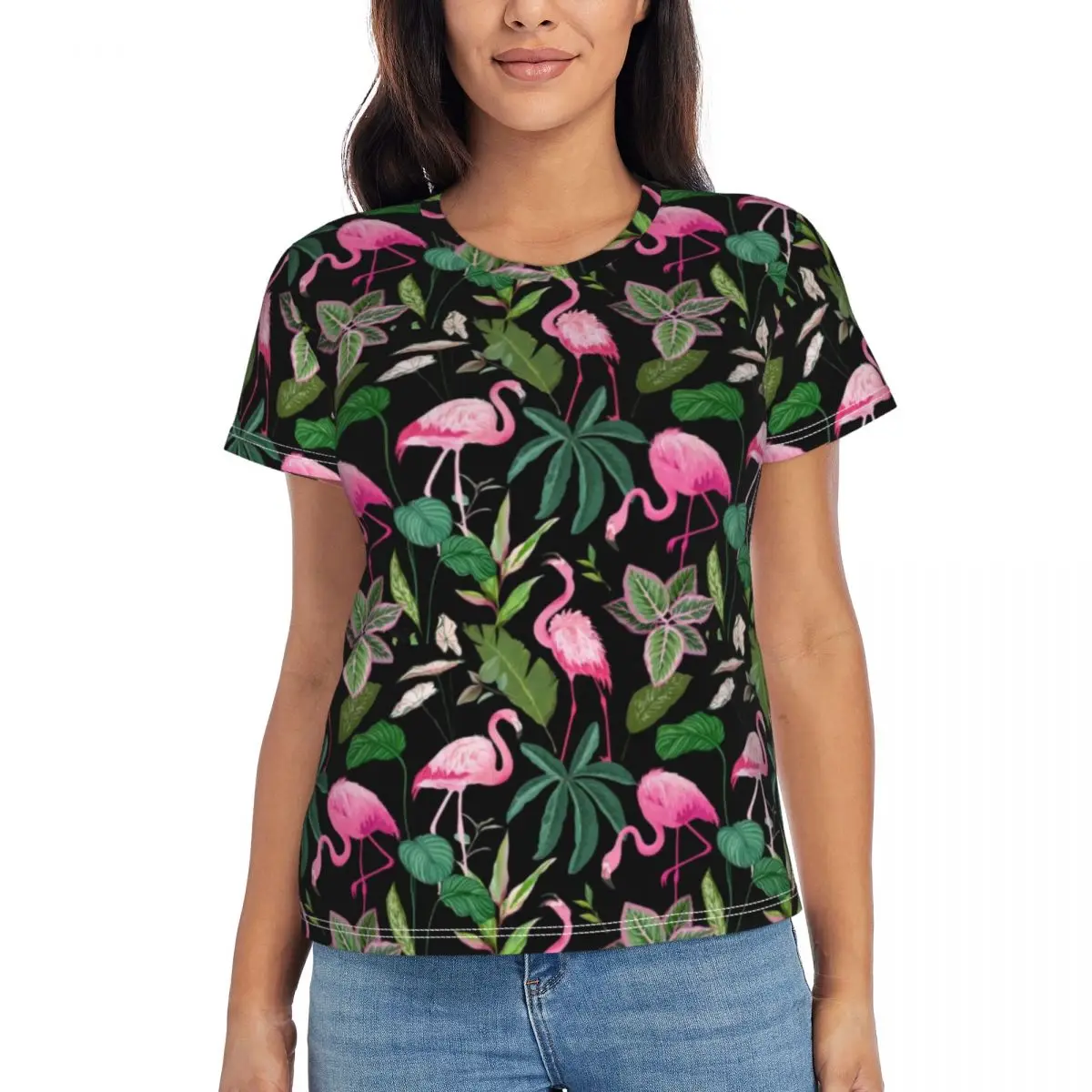 Pink Flamingo T Shirts Tropical Botanical Street Fashion Oversized T Shirt Short Sleeve Ladies Y2K Cool Tee Shirt Sexy Clothes