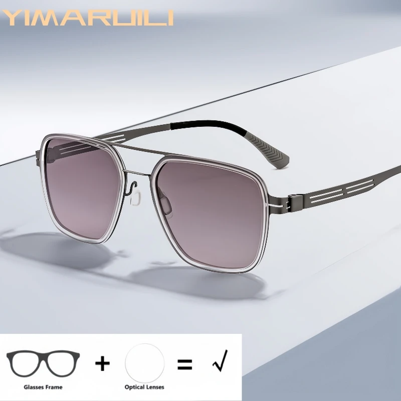 

YIMARUILI Retro Pilot Optical Prescription Polarized Sunglasses Men and Women UV400 Myopia Hyperopia Progressive Recipe Glasses