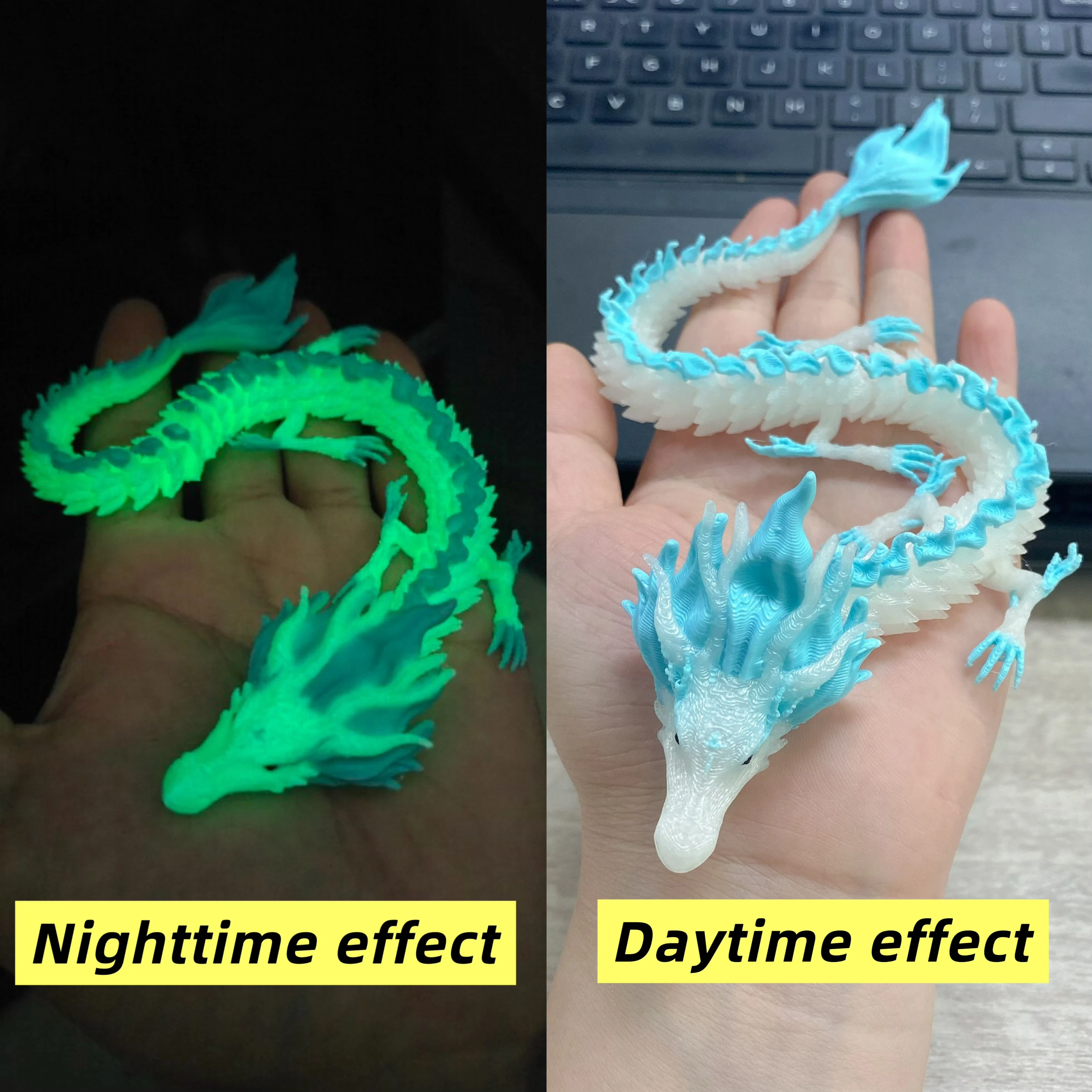 3D Printed Glow In The Dark Articulated Crystal Dragon,Four Sea Dragon Kings Figurine,Trending Animal Dragon,Decor Gift