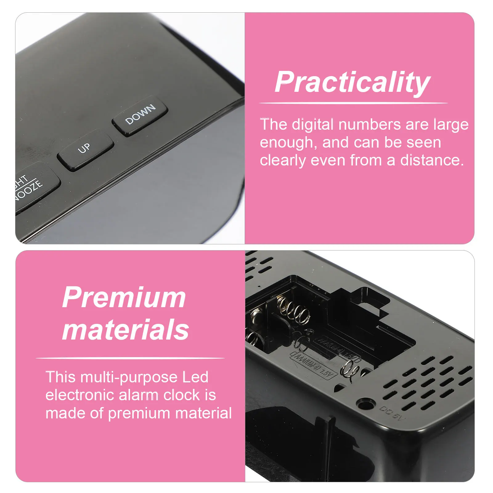 

LED Digital Alarm Clock Desktop Multi-Function Large Display Time Table for Bedroom Kitchen Office Modern Aesthetic Electric