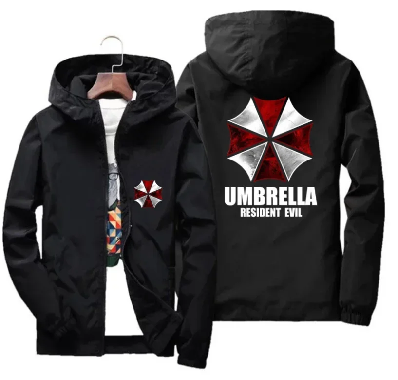 

New Men's Windproof Jacket Umbrella Company Logo Hooded Zip Jacket Fan Clothing