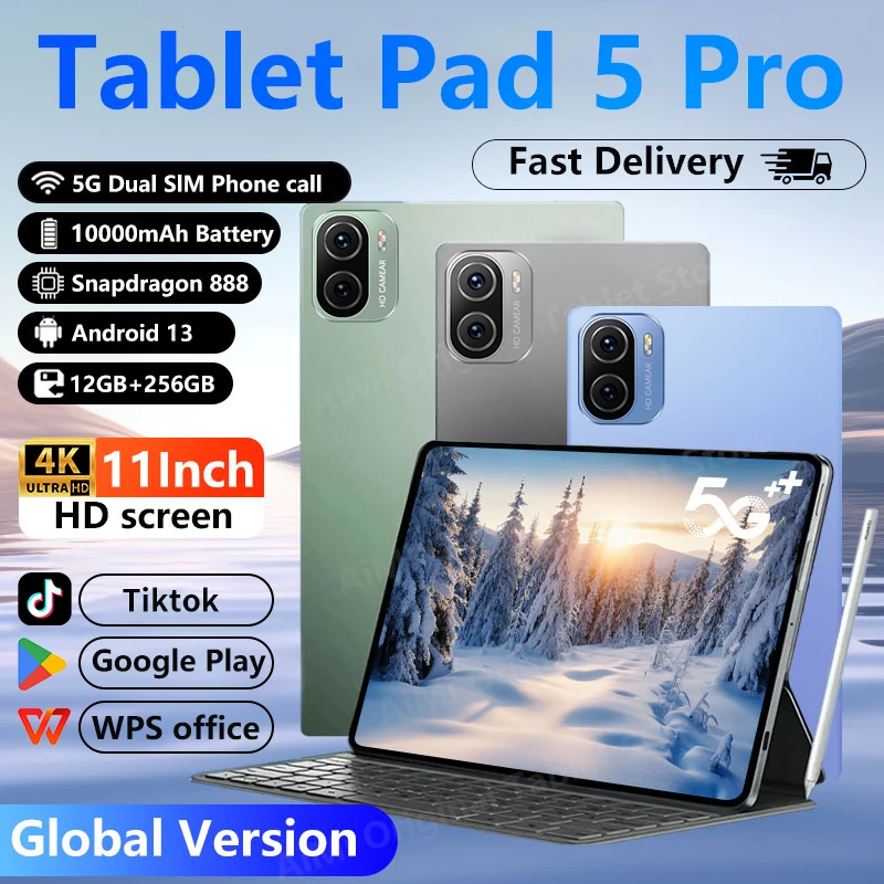 2024 HD 4K Pad 5 Pro Android 13 8GB+256GB 8800mAh Original Global Version 11inch Xiao Tablet PC GPS 5G Dual SIM Card WiFi Mi Tab