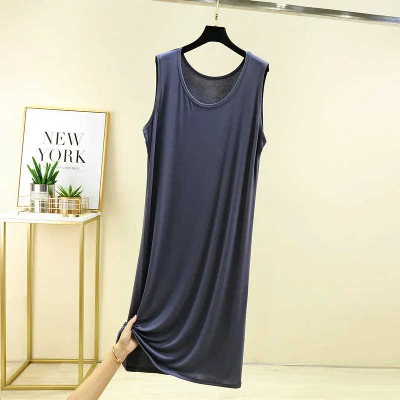 Plus Size Sleepwear Dress For Women Summer Soft Modal Loose Casual Vest Dresses Female Sleeveless Nightwear Home Dress Nightgown