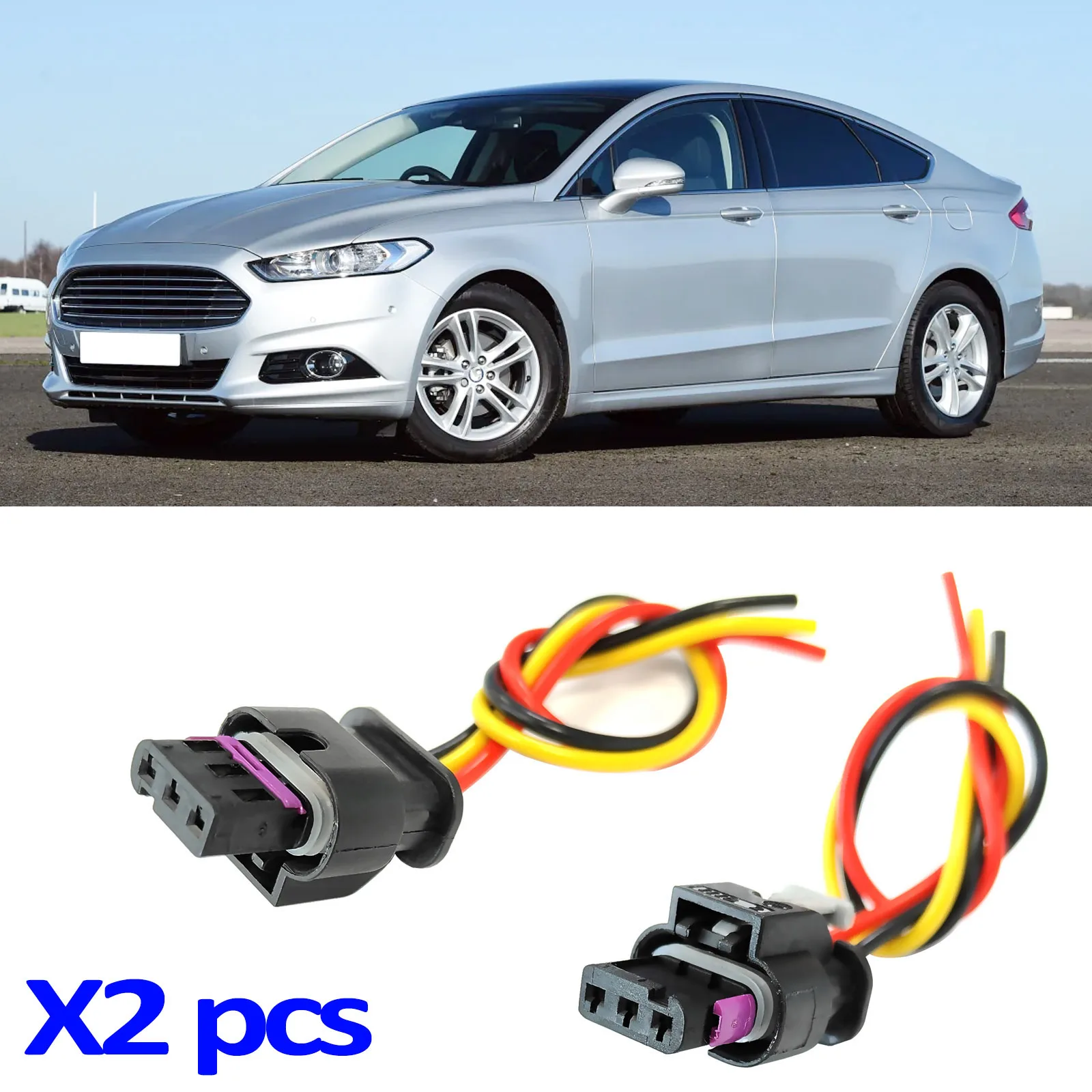 2x para FORD Focus C-MAX S-MAX Transit Mondeo Galaxy Kuga Fiesta Focus 3pin Sensor de estacionamiento conector de clavija arnés de cableado precableado