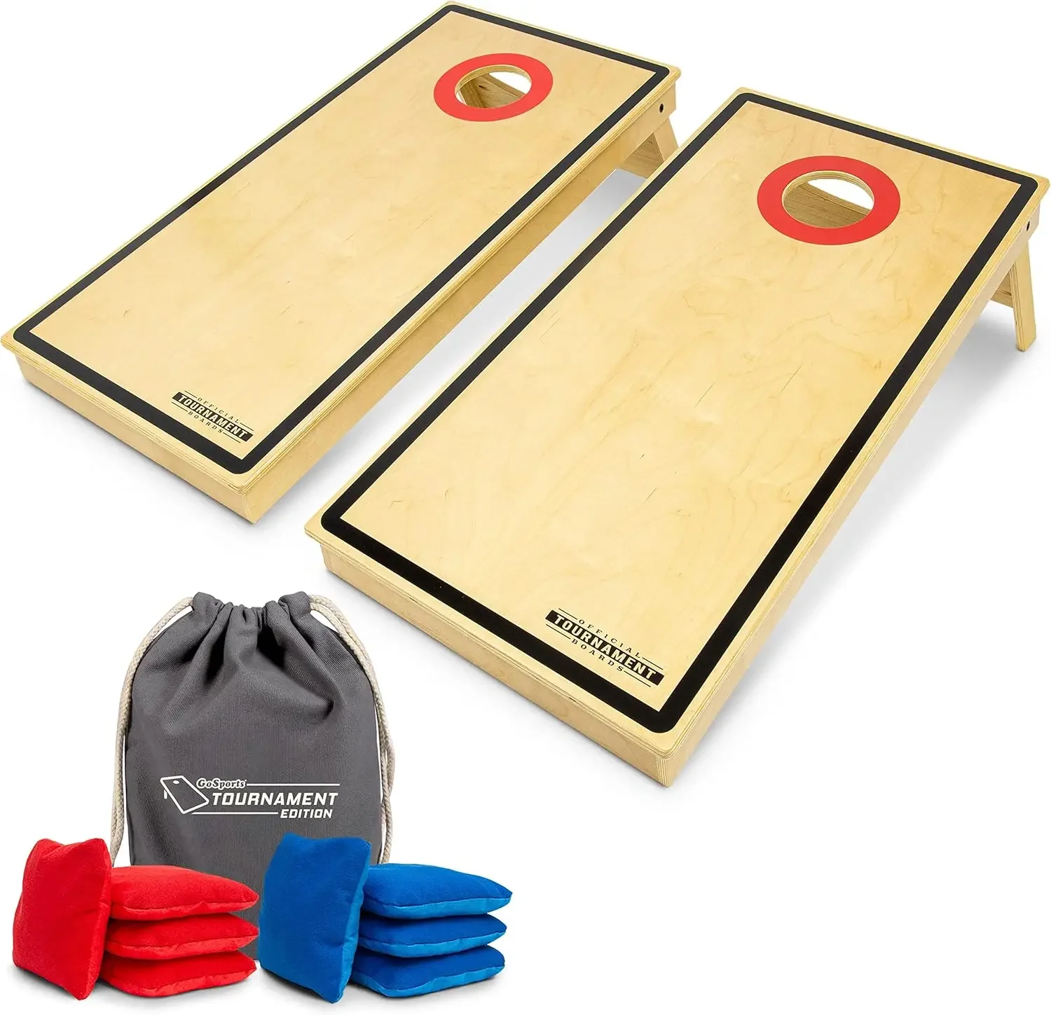 Tournament Edition Regulation Cornhole Game Set - 4 ft x 2 ft Wood Boards with 8 Dual Sided