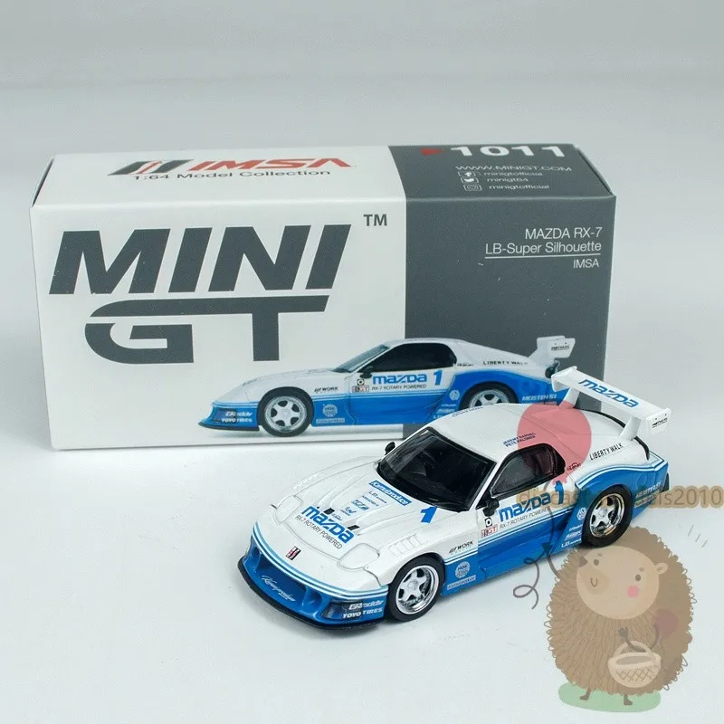 

MINIGT 1:64 MAZDA RX7 liberty walk IMSA Alloy Diecast Car Model Gifts Blue white