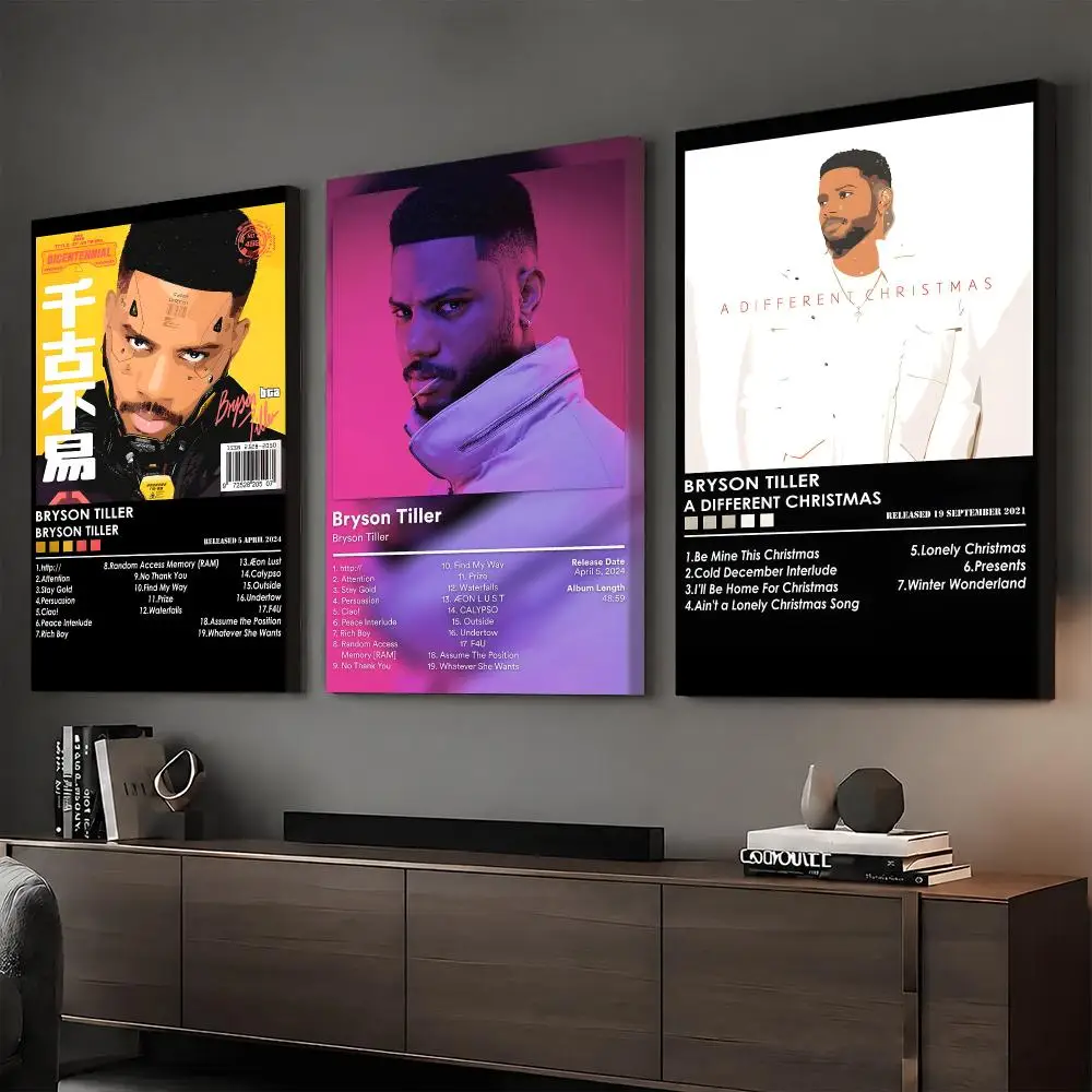 Rapper Album B-Bryson T-Tiller Framed Wall Painting Ready to Hang Canvas Wall Art Poster for Bedroom Living Room Home Decor Gift
