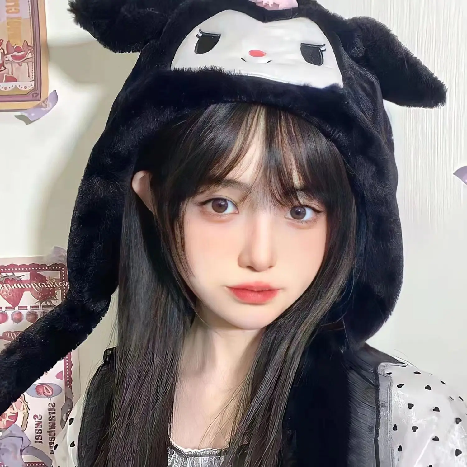 Sanrio Light Up Hat Ears Move Plush Air Bag Hat Light Up Toy Kuromi Photo Birthday Gift Queue Props Anime Cinnamoroll
