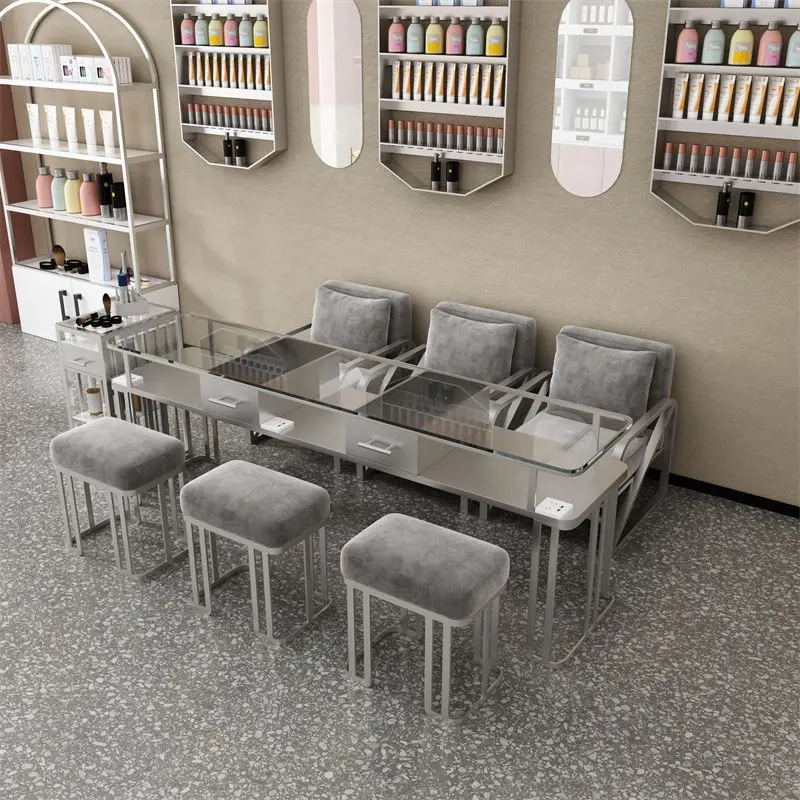 Internet celebrity light luxury wrought iron manicure table and chair