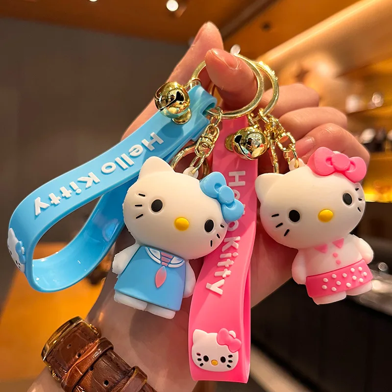 

Sanrio Hello Kitty Keychain Cat Silicone Figurine Car Key Creative Small Gift Y2k Fashion Toys Anime Cartoon Frind Kawaii Cute