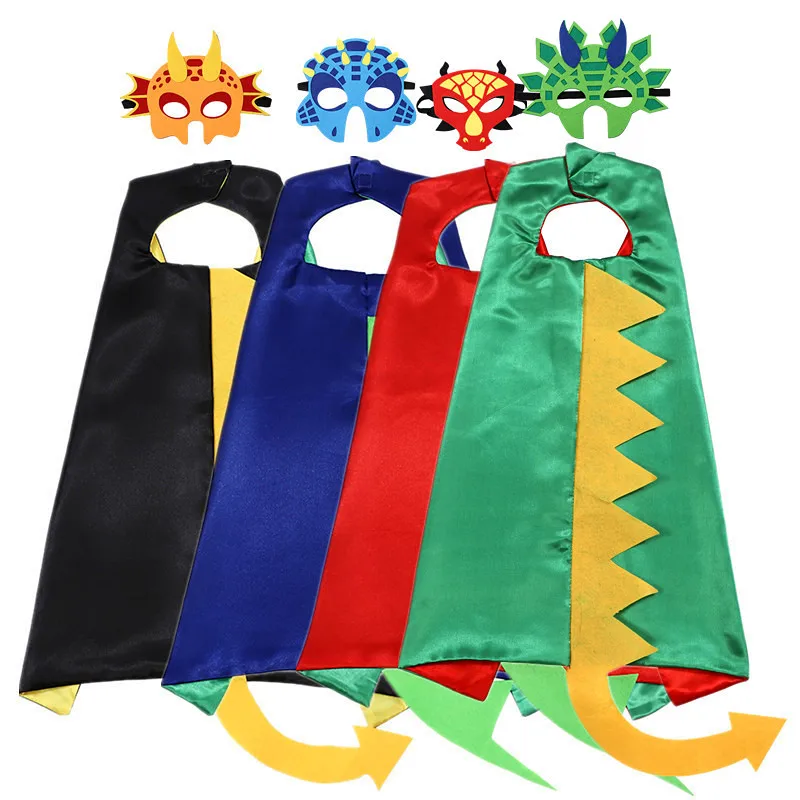 

Kids Dinosaur Cape Costume Set with Mask & Wristbands Toy for Halloween Dress Up Birthday Party Gift Green Red Black Blue