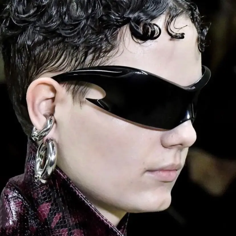 Technology-Sense Avant-Garde Fashionable Retro Special-Shaped Conjoined Sunglasses Future Wind Concave Style Waste Earth Age Sun