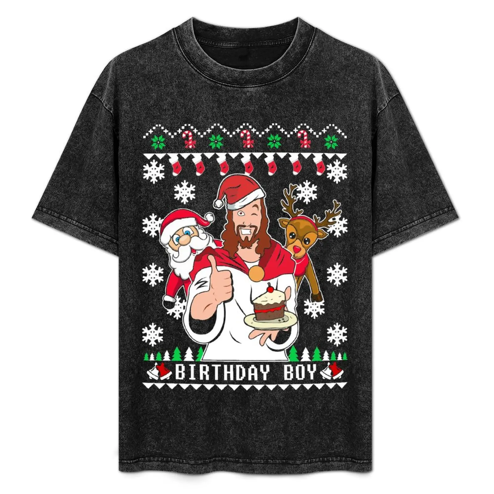 

Happy Birthday Jesus Ugly Christmas Sweater T-Shirt funny t shirts cotton man t shirt designer T-Shirt