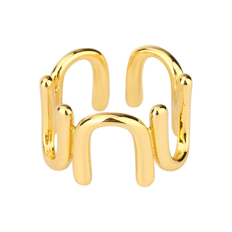 Foxanry Irregular U-shaped Geometric Rings For Women Couples Creative Design Simple Personality Trendy Daily Party Jewelry Gifts