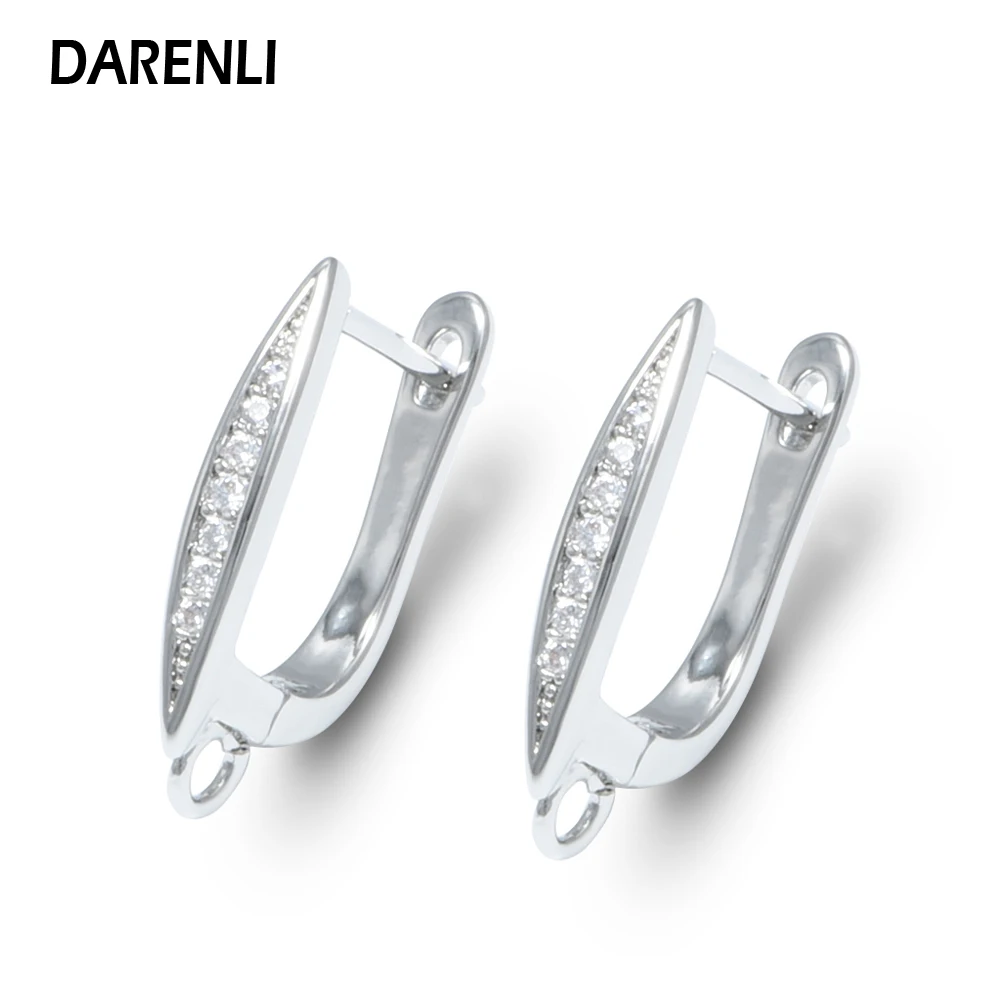 DARENLI 1 Pair Brass Hooks Earrings With Zircon 18K Gold/Rhodium Plated Jewelry Findings For Jewelry Making Accessories