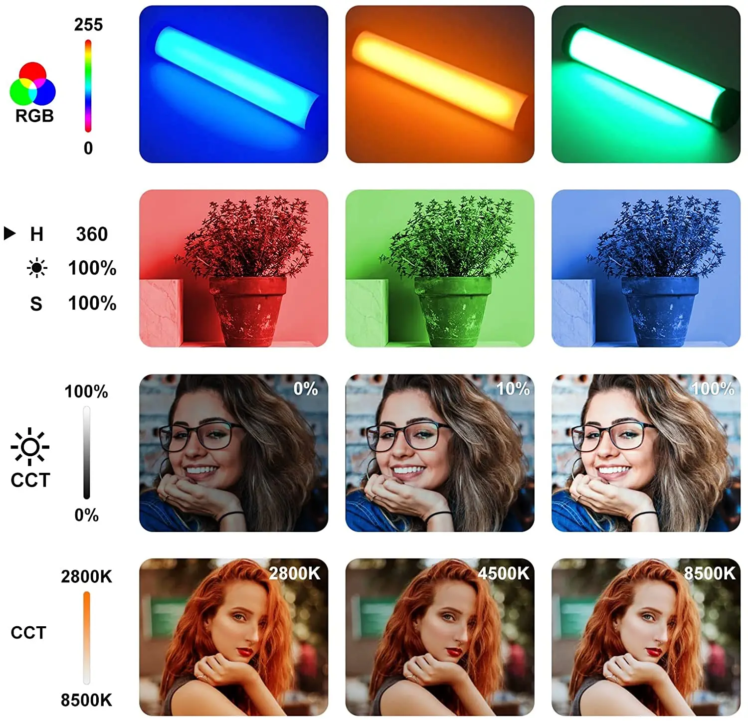 EACHSHOT ES6 يده RGB الفيديو عصا خفيفة عصا مع ترايبود 2800k-8500k كامل اللون التصوير الإضاءة قابلة للشحن APP التحكم