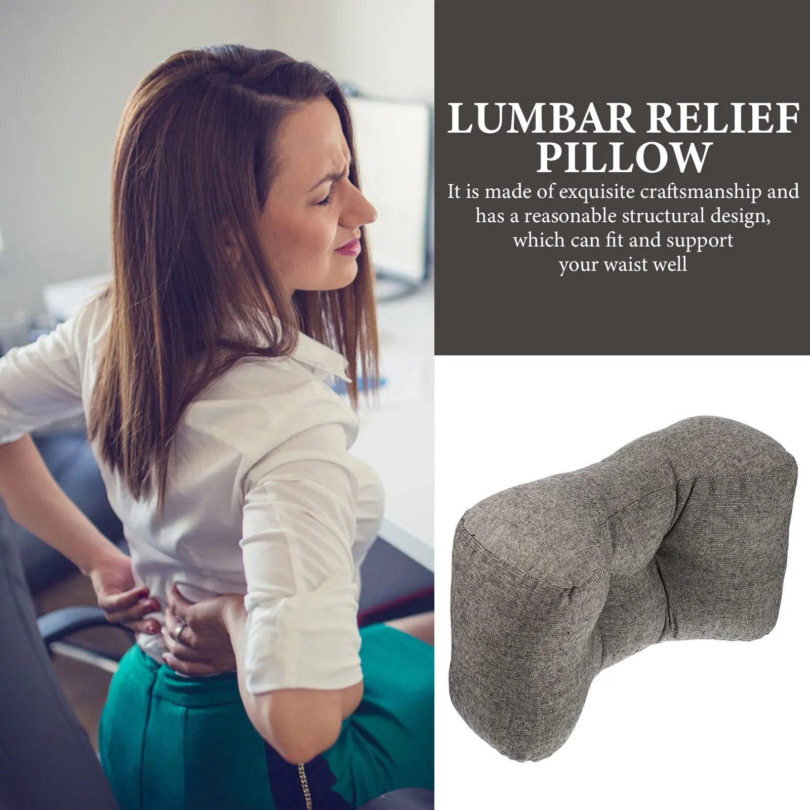 

Nap Pillow Driving Long Lumbar Support Pillow Hours with Lumbar Support Cushion Soft Car Seat Pad Office Use Waist Relief