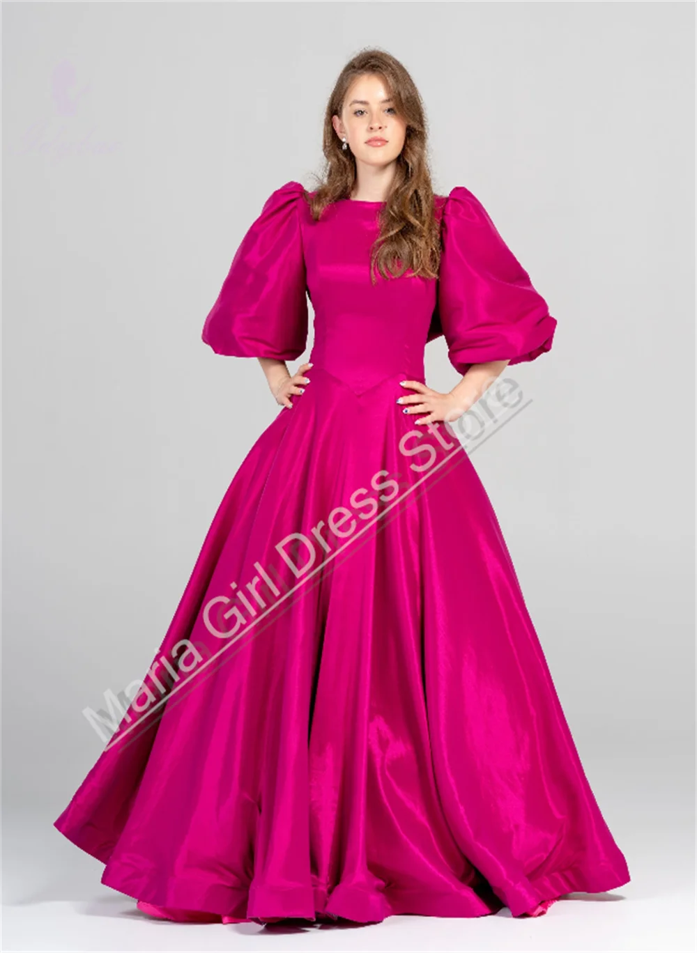 Custom Teen Rose Red Satin Dress With Bow For Wedding Long Formal Piano Performance Birthday Girl Party Dress