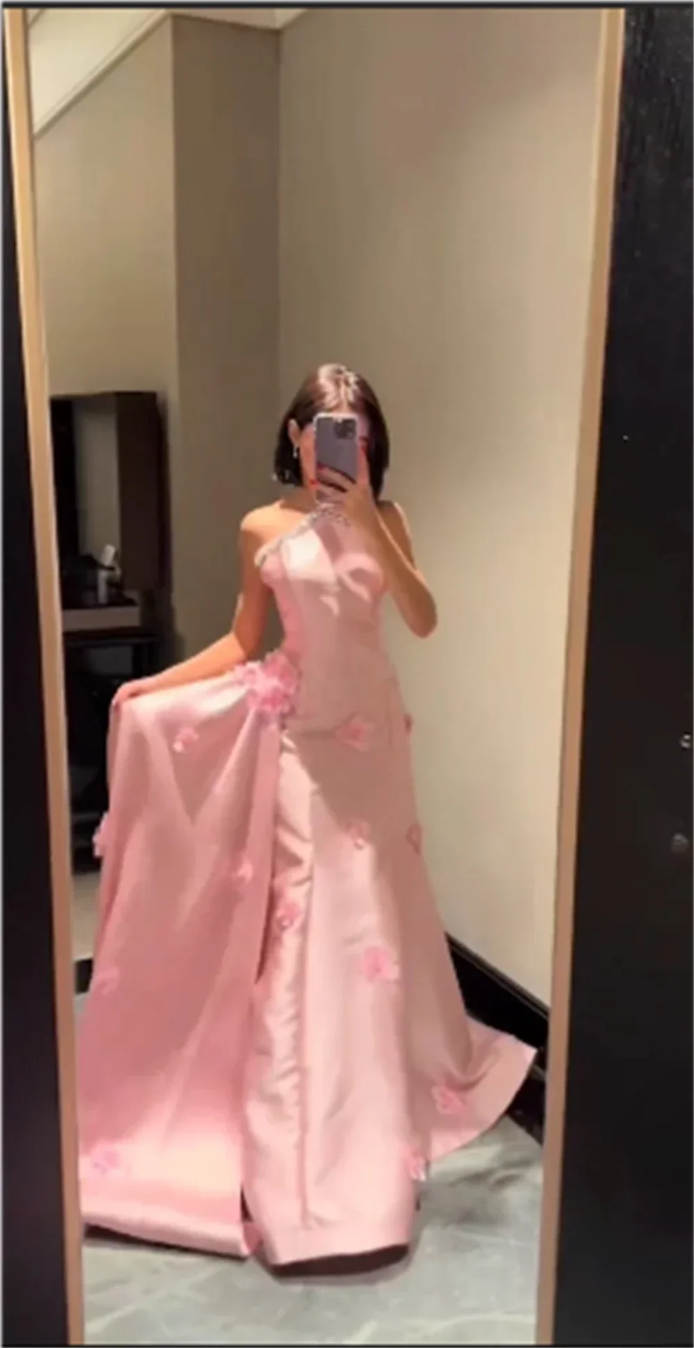 Customized Evening Gown Prom Dress Halter A-line Floor Length Applique 3D Flower Bespoke Occasion Dresses Saudi Arabia Formal